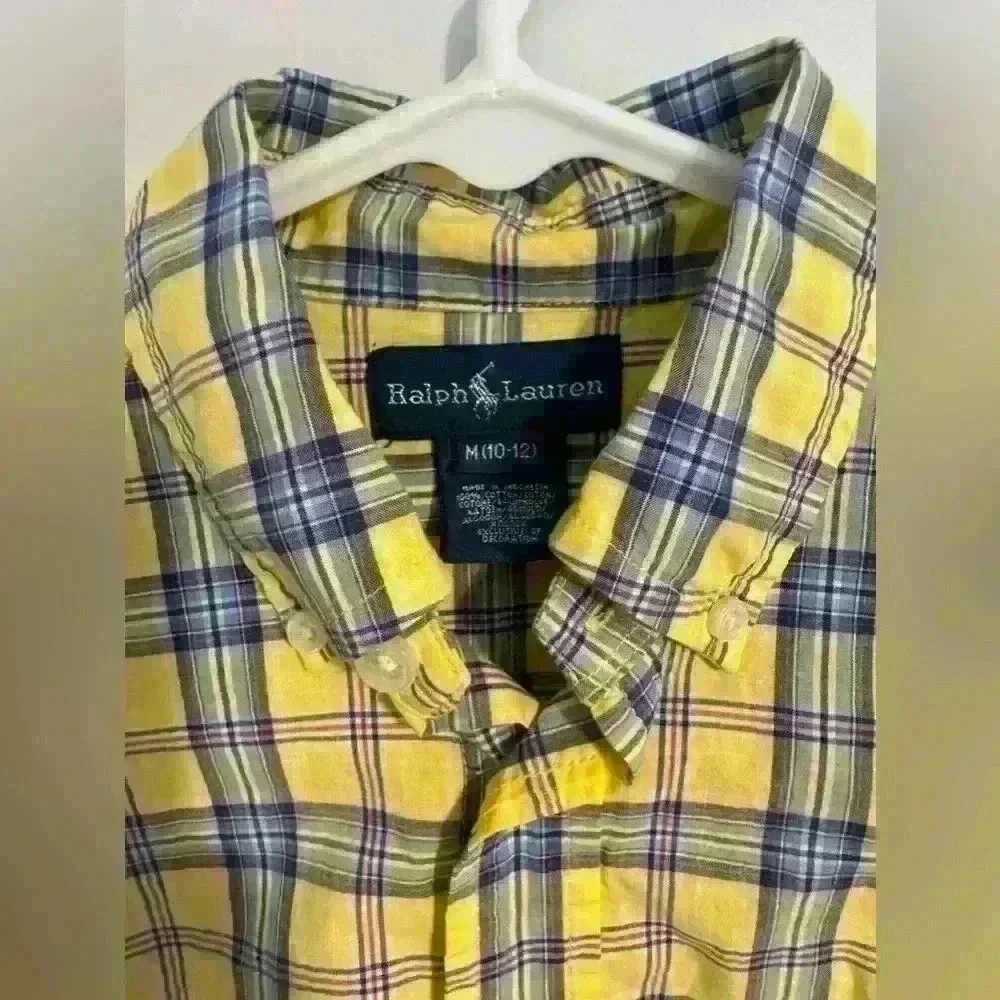 Boys Ralph Lauren yellow and blue plaid dress top M(10-12)